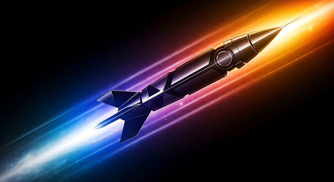 Metallic rocket with colorful flames in space Full HD 4K Download 2025 2026