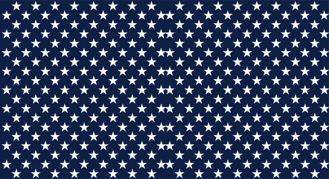 White stars seamless pattern on dark blue patriotic background