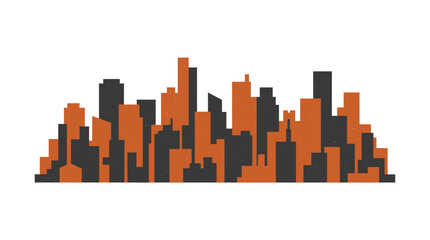 Fototapeta premium Flat Vector City Skyline Illustration with Grain Texture Isolated on White