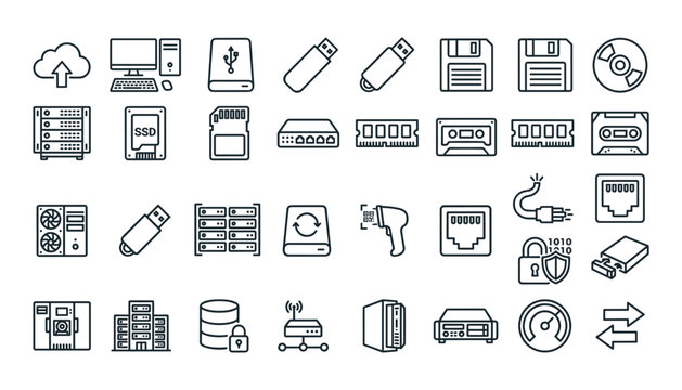 Computer Hardware Icons Collection