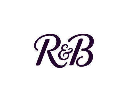 Elegant r and b lettering design featuring sophisticated cursive typography on white background