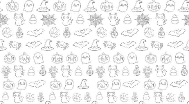 Seamless pattern with cute halloween elements