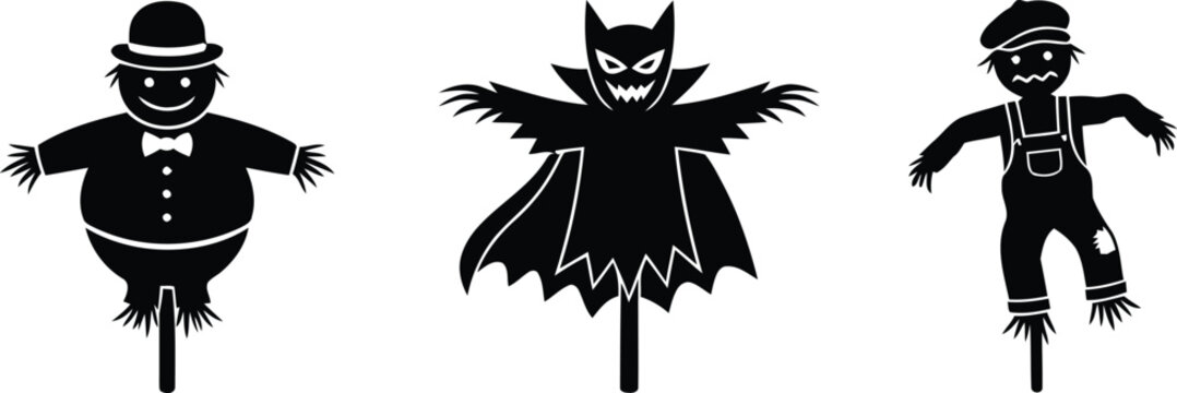 Halloween scarecrow and vampire stakes