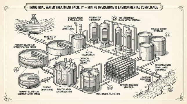 Industrial Water Treatment Facility Diagram.