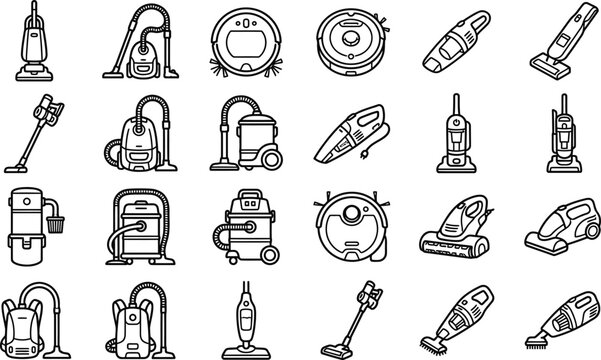 Collection of various vacuum cleaner illustrations