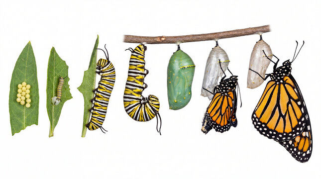 Monarch Butterfly Life Cycle Metamorphosis Stages.
