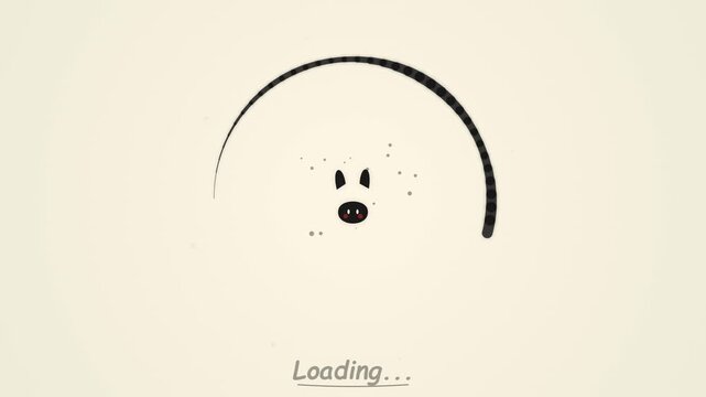 Cute animated pig character loading circle animation on white background