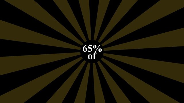 Comic retro background. Sunburst, radial, sunlight, 65% discount/of ,circus, stripe background rotation Fantastic tunnel, .Abstract tunnel .Wallpaper with dark yellow shapes.4k animation motion ..