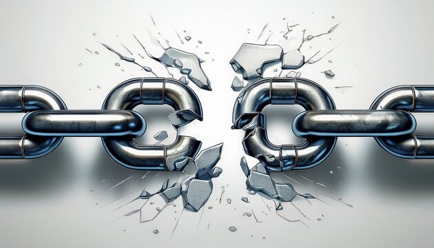 broken chain link white background