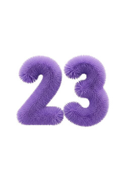 Purple glitter number twenty three for birthday or celebration decoration