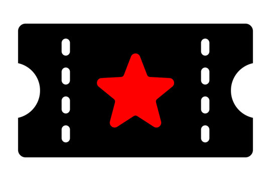Black Movie Cinema Ticket Admission Coupon Stub with Red Star isolated on transparent background ticket coupon voucher cinema pass