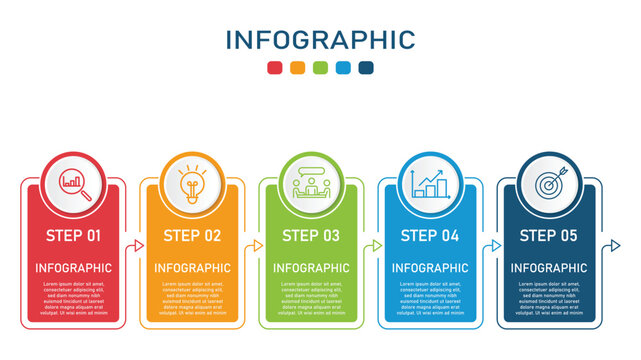 Business Roadmap Infographic with 5 Vertical Process Steps.