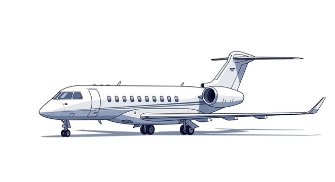 White private jet airplane on a clean white background.