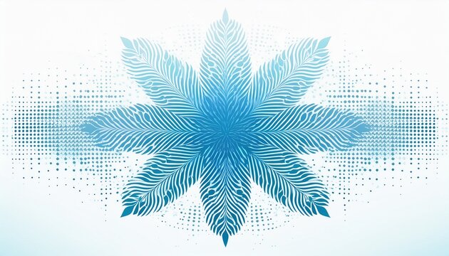 abstract blue snowflake halftone pattern on a white background minimalist modern banner design