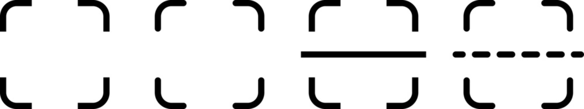 Minimalist Focus Frame Icons Set Representing Camera Autofocus and Selection Modes
