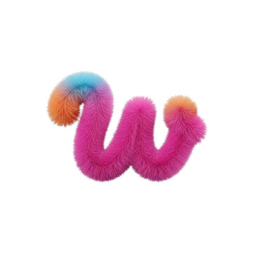 Colorful 3d lowercase letter w with pink and blue spheres on top