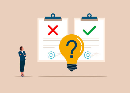 Hypothesis. Signs choosing option between yes and no. Choice, problem and decision concept. Modern vector illustration in flat style