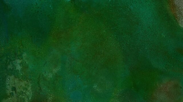 Copper oxidation timelapse, verdigris patina forming on metal surface. Macro abstract copper texture, green corrosion pattern, oxidized metal background, chemical patina process, close up
