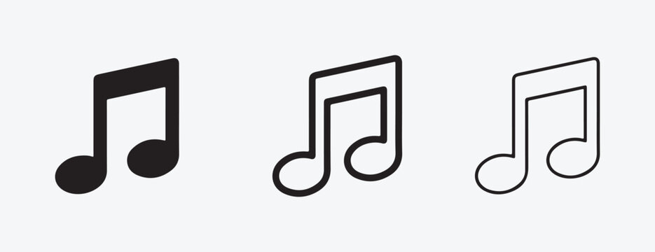 eighth note music symbols in different styles on light gray background  musical notation icons