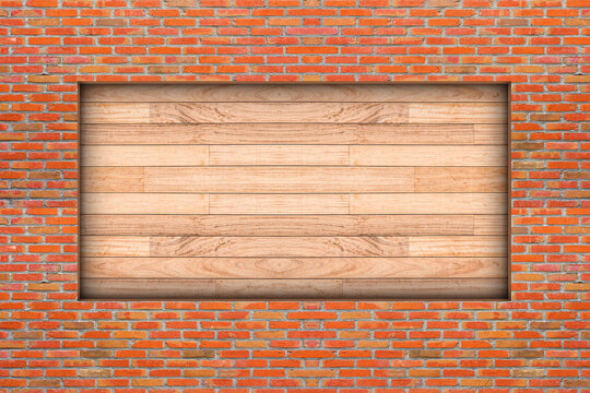 wooden and brick wall background.