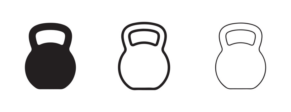 kettlebell icons in different styles isolated on white background for fitness and workout concepts  kettlebell icons set