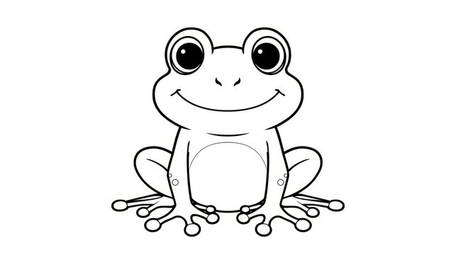 Cute cartoon frog sitting and smiling for a fun animal illustration isolated on white background