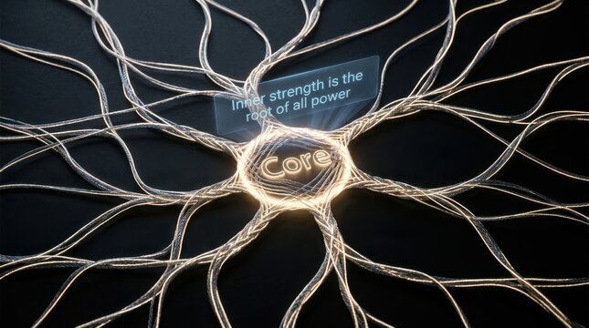 Abstract glowing core of strength with radiating connections