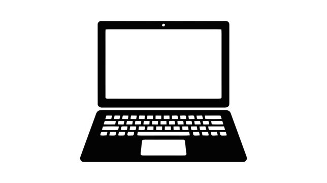 Vector illustration of black laptop icon on a transparent background