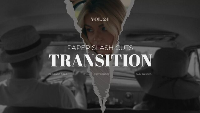 Paper Slash Cuts Transition / Horizontal / Part 24