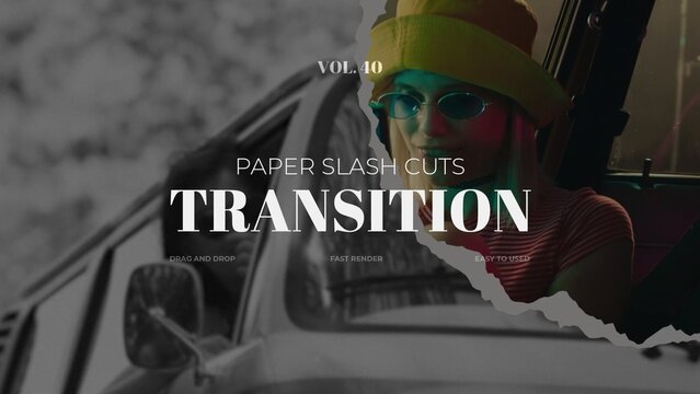 Paper Slash Cuts Transition / Horizontal / Part 40