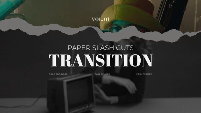 Paper Slash Cuts Transition / Horizontal / Part 01