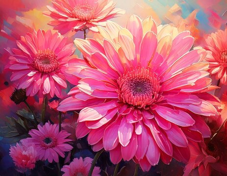 abstract art background of pink germini flowers