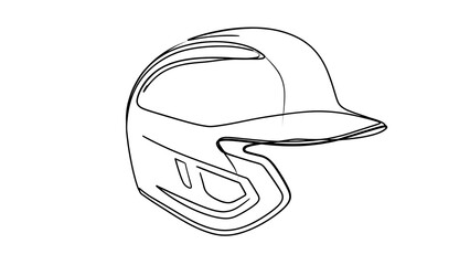 Fototapeta premium Baseball helmet line art on white background.