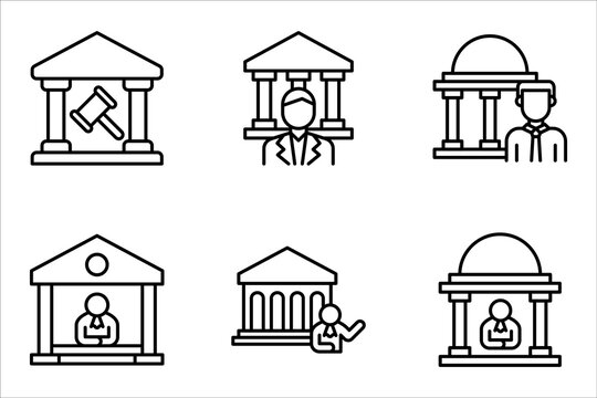 Federal agency icon set, vector illustration on white background
