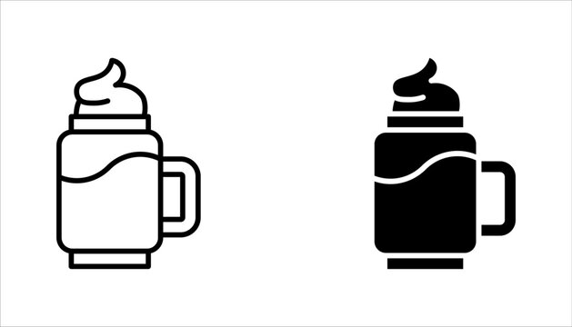 Smoothie icons set. Outline of smoothie icons for web design, vector illustration on white background