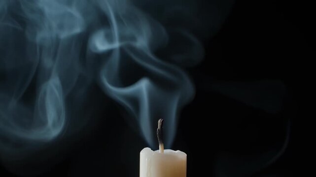 Dying Candle Wick Embers and Smoke Trail for Ending and Grief Concepts