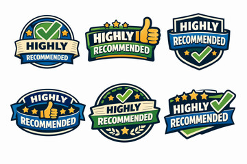 Obraz premium Collection of highly recommended badges, labels, and stickers, featuring thumbs up, checkmarks, and stars