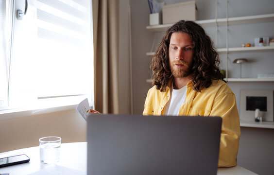Focused Man Working From Home 