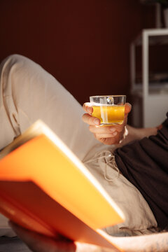 Cozy morning reading with tea