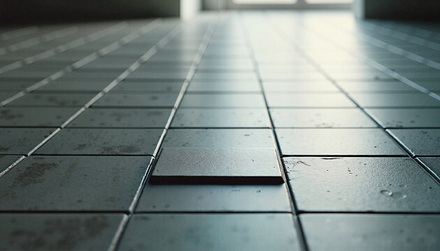 Raised floor tile disrupting perfect alignment symbolizing obsessive compulsive disorder