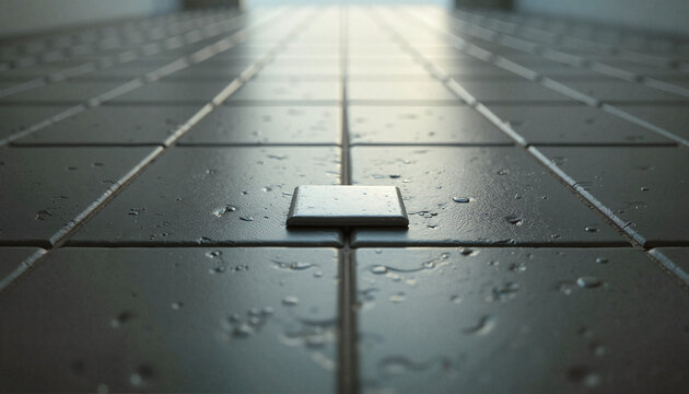 Raised floor tile disrupting perfect alignment symbolizing obsessive compulsive disorder