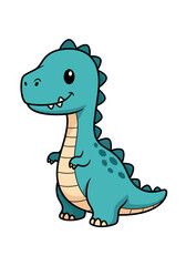 Fototapeta premium Cute cartoon dinosaur illustration on a white background, friendly and happy.