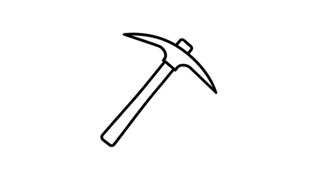 Black pickaxe icon on white background.