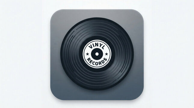 Vinyl record icon, vinyl record logo, black vinyl record, music icon, record label
