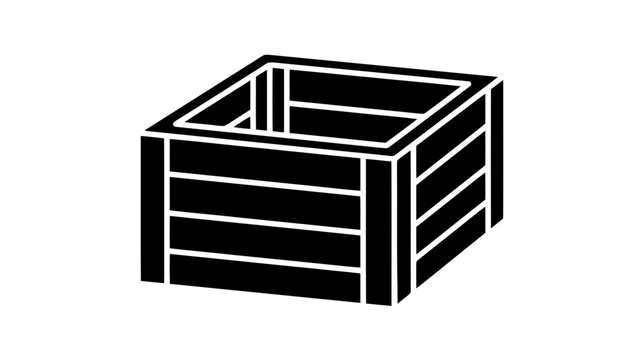 Vector illustration of wooden crate icon, simple style on a transparent background