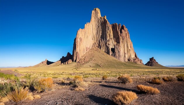 majestic rock formation of shiprock in new mexico with a clear blue sky in the background nature southwest
