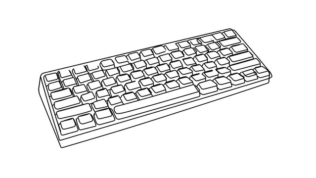Computer keyboard line art on white background.