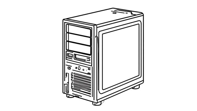 Computer tower illustration on white background.