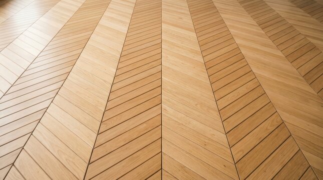 Close up view of a light brown wooden floor laid in a chevron pattern carpenter timber