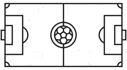 Soccer field pitch diagram with football ball in center circle for sports strategy and game planning © mbg